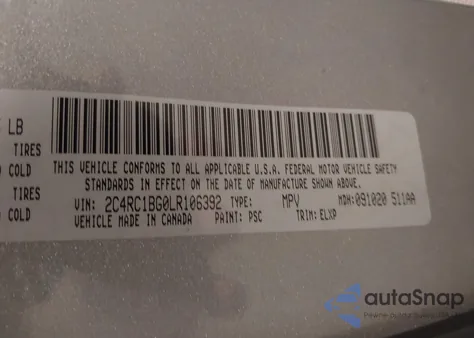 2020 Chrysler Pacifica Touring L из США, поврежденный, VIN 2C4RC1BG0LR106392